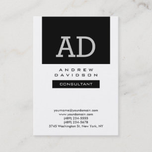 Trendy schwarze weiße moderne Monogramm-Geschäftsk Visitenkarte