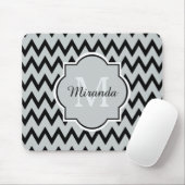 Trendy schwarzer grauer Zickzack Zickzack-Name und Mousepad (Mit Mouse)