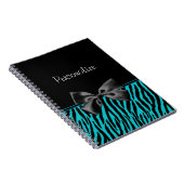 Trendy schwarzer und aquamariner Zebra-Druck mit Notizblock (Rechte Seite)