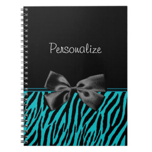 Trendy schwarzer und aquamariner Zebra-Druck mit Notizblock