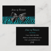 Trendy schwarzer und aquamariner Zebra-Druck mit Visitenkarte (Vorne/Hinten)