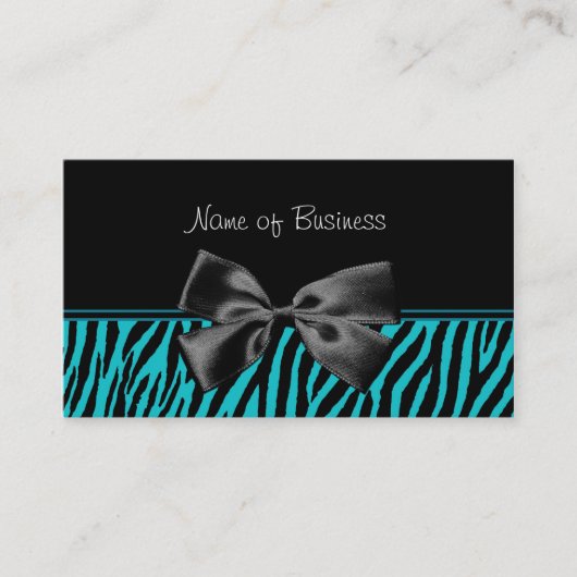 Trendy schwarzer und aquamariner Zebra-Druck mit Visitenkarte (Vorderseite)