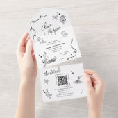Trendy Scribble Doodle QR Code Hochzeit Einladung (Abreißen)