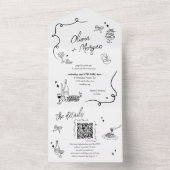 Trendy Scribble Doodle QR Code Hochzeit Einladung (Innen Boden)