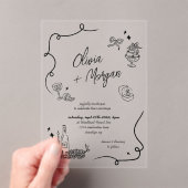 Trendy Scribble Doodle Script Wedding Acryleinladungen (Insitu (Handheld))