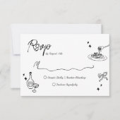 Trendy Scribble Doodle Script Wedding RSVP Karte (Vorderseite)