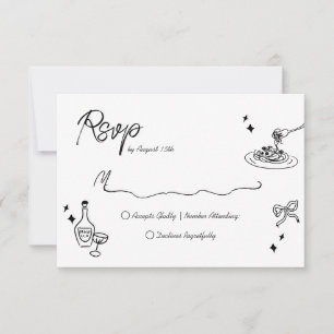 Trendy Scribble Doodle Script Wedding RSVP Karte