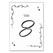 Trendy Scribble Doodle Script Wedding Tischnummer (Vorderseite)