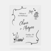 Trendy Scribble Doodle Script Wedding Welcome Sign Acrylschild (Vorderseite)