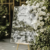 Trendy Scribble Doodle Script Wedding Welcome Sign Acrylschild