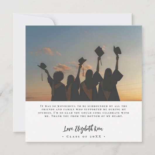 Trendy Script | 4 FOTO ABSCHLUSS Dankeskarte (Rückseite)