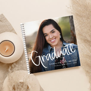 Trendy Script Abschluss Foto Keepake Guest Notizblock