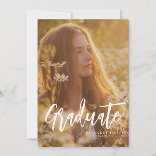 Trendy Script | Ankündigung von zwei Fotos Abschlu (Vorderseite)