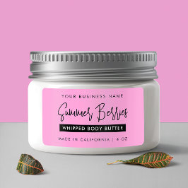 Trendy Script Black & Pink Skincare Jar Rectangle Adressaufkleber