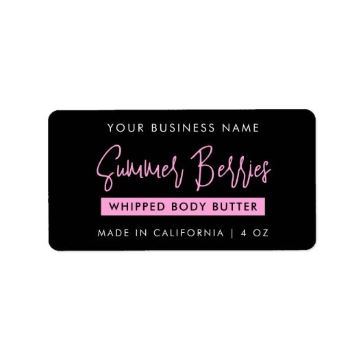 Trendy Script Black & Pink Skincare Jar Rectangle Adressaufkleber (Vorne)