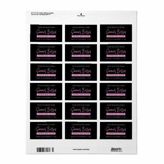 Trendy Script Black & Pink Skincare Jar Rectangle Adressaufkleber (Vorne)