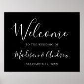 Trendy Script Black Wedding Willkommen Poster (Vorne)