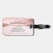 Trendy Script Blush Pink Agate Geode Gold Monogram Gepäckanhänger (Rückseite horizontal)