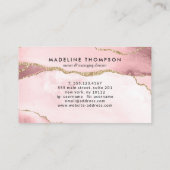 Trendy Script Blush Pink Agate Geode Gold Monogram Visitenkarte (Rückseite)