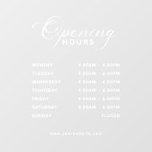 Trendy Script Business Opening Hours Transparent Fensteraufkleber (Blatt)