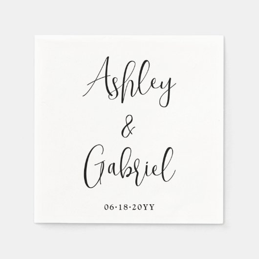 Trendy Script Calligraphy Simple Modern Wedding Serviette (Vorderseite)