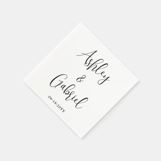 Trendy Script Calligraphy Simple Modern Wedding Serviette (Ecke)