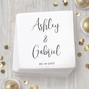Trendy Script Calligraphy Simple Modern Wedding Serviette