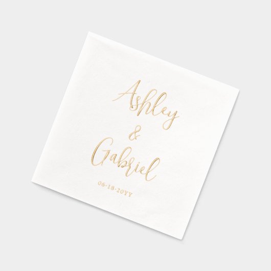 Trendy Script Calligraphy Simple Modern Wedding Servietten Mit Folie (Links)