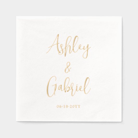 Trendy Script Calligraphy Simple Modern Wedding Servietten Mit Folie (Vorderseite)