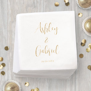 Trendy Script Calligraphy Simple Modern Wedding Servietten Mit Folie