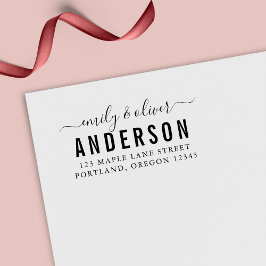 Trendy Script Couple Fett Nachname Rücksendeadress Permastempel