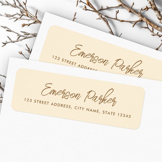 Trendy Script Creme Rücksendeadresse