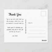 Trendy Script Dankeschön Foto Abschluss Postkarte (Rückseite)