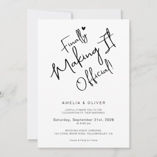 Trendy Script Finally Making It Official Wedding Einladung (Vorderseite)