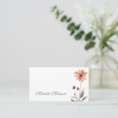 Trendy Script Floral Burnt Orange Blume Visitenkarte (Stehend Vorderseite)