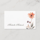 Trendy Script Floral Burnt Orange Blume Visitenkarte (Vorderseite)
