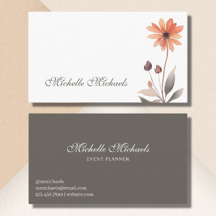 Trendy Script Floral Burnt Orange Blume Visitenkarte
