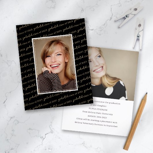 Trendy Script Foto Abschluss Announctions Card