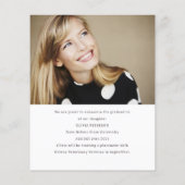 Trendy Script Foto Abschluss Announctions Card (Rückseite)