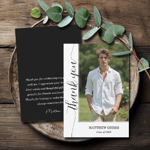 Trendy Script Foto Abschluss Dankeskarte