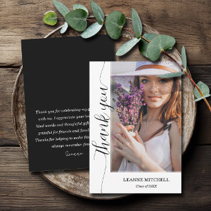 Trendy Script Foto Abschluss Dankeskarte