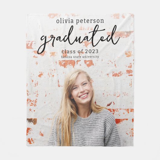 Trendy Script Foto Abschluss Fleecedecke (Vorderseite)