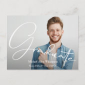 Trendy Script Foto Abschluss Save the Date Postkarte (Vorderseite)