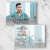 Trendy Script Foto Abschluss Save the Date Postkarte