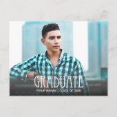 Trendy Script Foto Abschluss Save the Date Postkarte (Vorderseite)