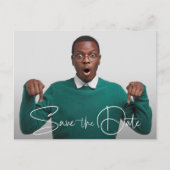 Trendy Script Foto Abschluss Save the Date Postkarte (Vorderseite)