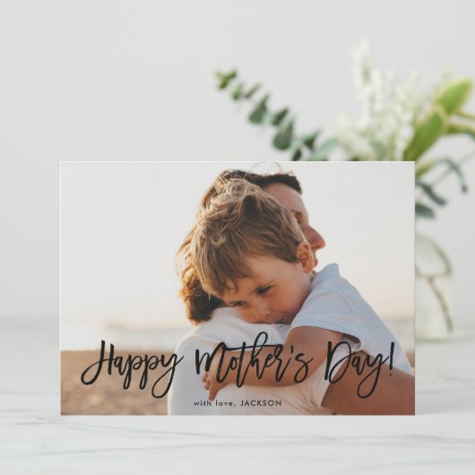 Trendy Script | Foto der Mutter Karte (Stehend Vorderseite)