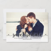 Trendy Script Foto Wedding Save the Date (Vorderseite)