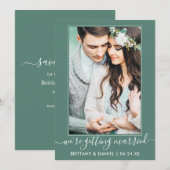 Trendy Script Getried Eukalyptus Green Save The Date (Vorne/Hinten)