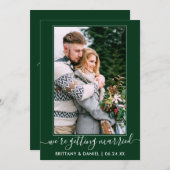 Trendy Script Getried Forest Green Save The Date (Vorne/Hinten)
